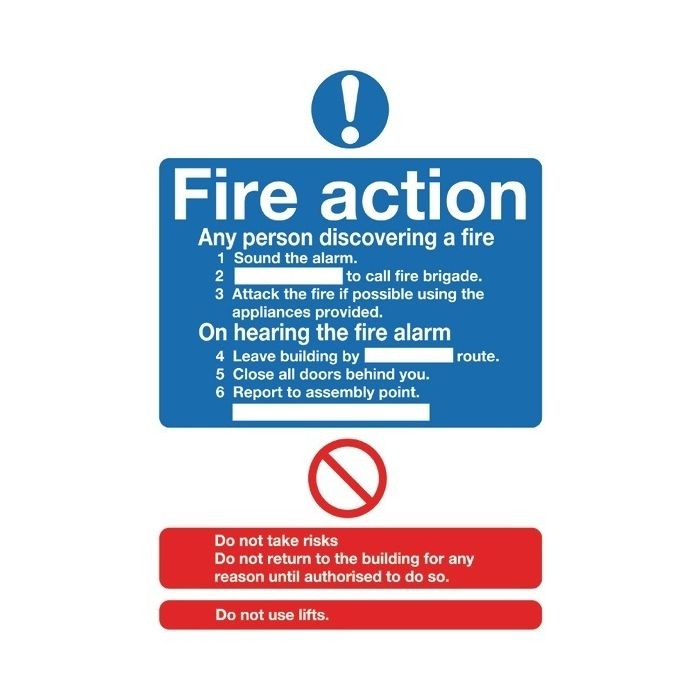 Fire Action Sign A5 PVC Fire Action Sign A5 PVC