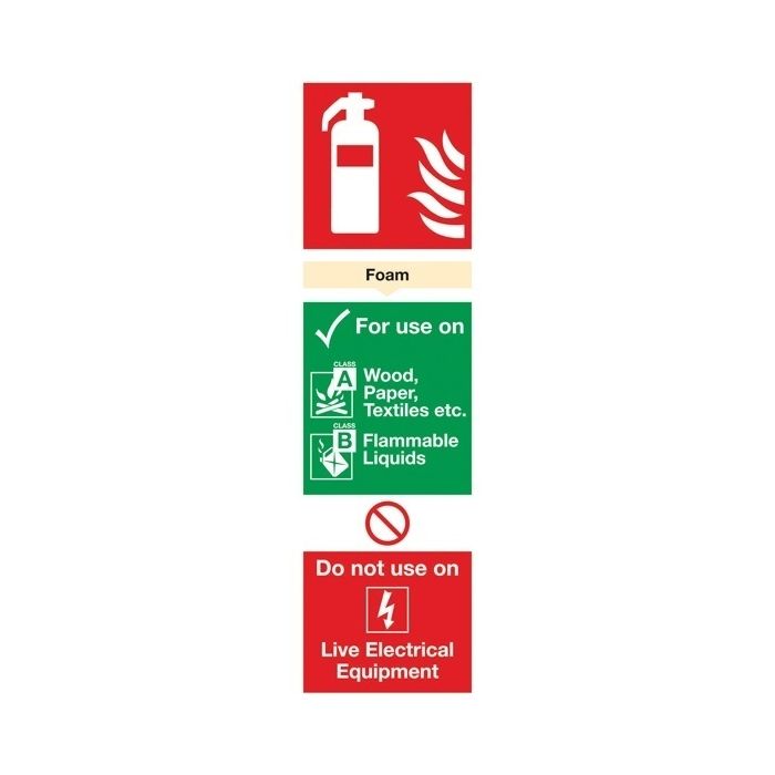 Foam Fire Extinguisher Sign 280 x 90mm PVC