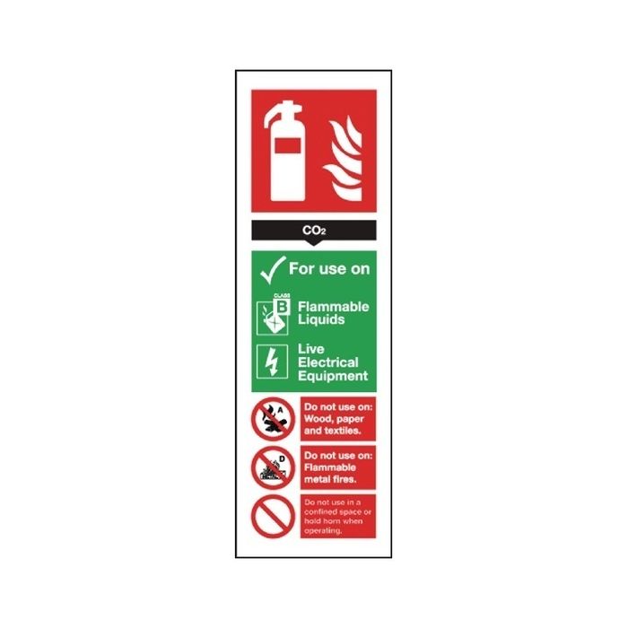 Carbon Dioxide Fire Extinguisher Sign 280 x 90mm S/A