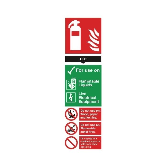 Carbon Dioxide Fire Extinguisher Sign 280 x 90mm PVC
