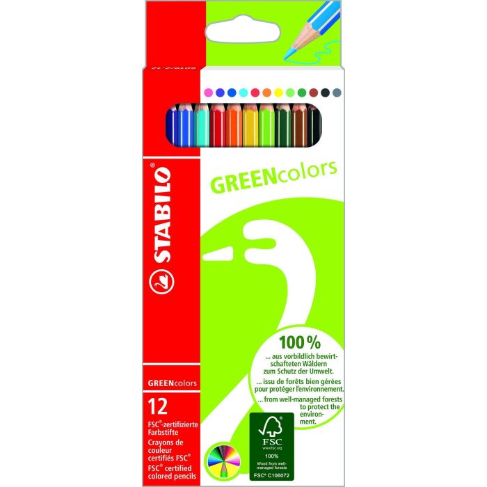 Stabilo Greencolors Cardboard Assorted Colours - Pack of 12 Stabilo Greencolors Cardboard Assorted Colours - Pack of 12