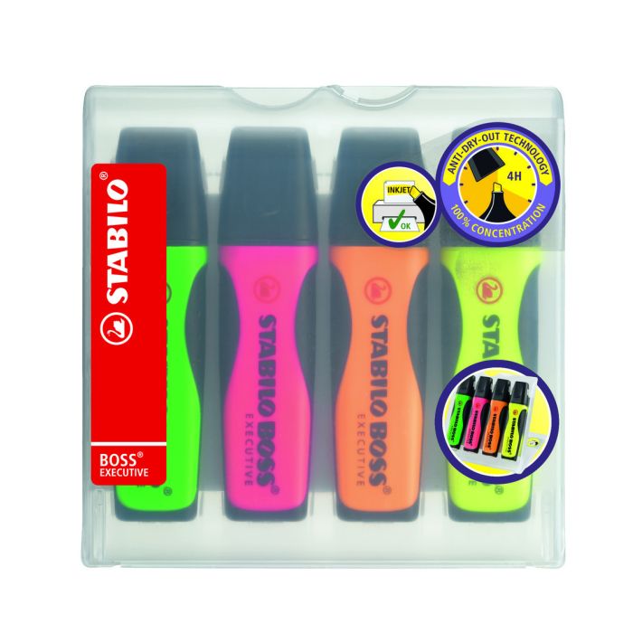 Stabilo Boss Executive Highlighters Assorted - Pack of 4 Stabilo Boss Executive Highlighters Assorted - Pack of 4