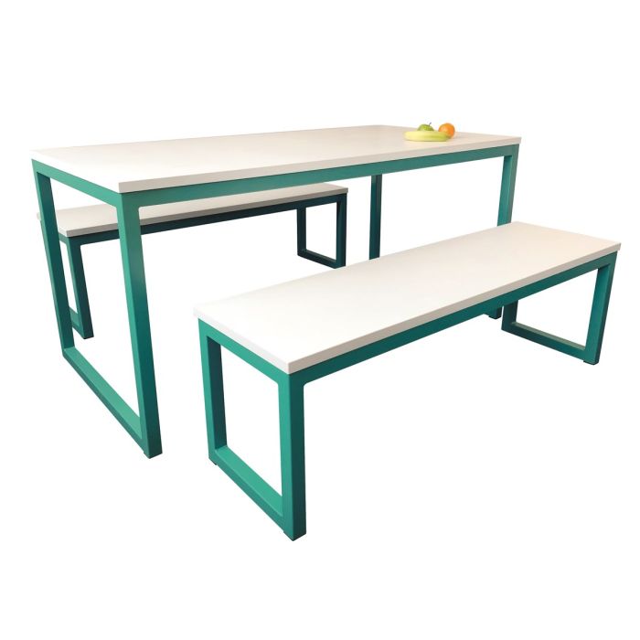 Dining Tables and Benches - 1800 x 800 x 760mm - Turquoise Dining Tables and Benches - 1800 x 800 x 760mm - Turquoise