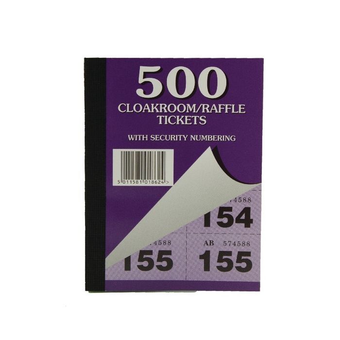 Silvine Cloakroom Ticket 1-500 - Pack of 12 Silvine Cloakroom Ticket 1-500 - Pack of 12