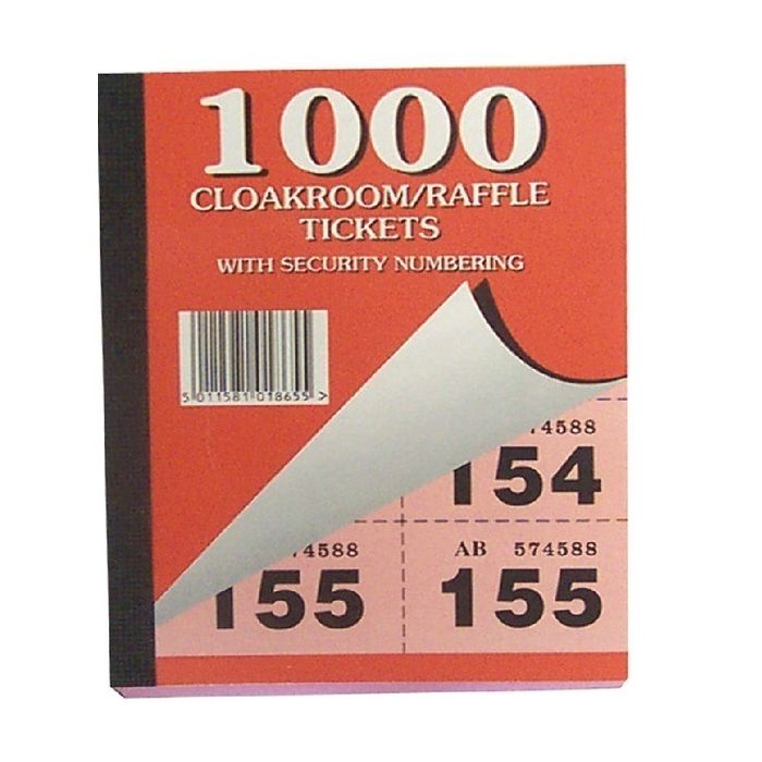 Silvine Cloakroom Ticket 1-1000 - Pack of 6 Silvine Cloakroom Ticket 1-1000 - Pack of 6
