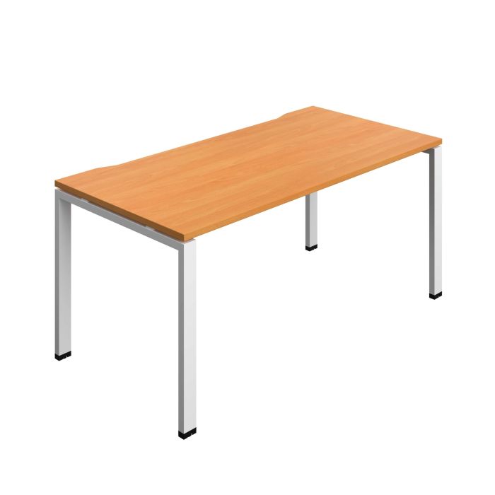 Table with Cut Out & Goal Post Leg 1600x800mm White/Beech