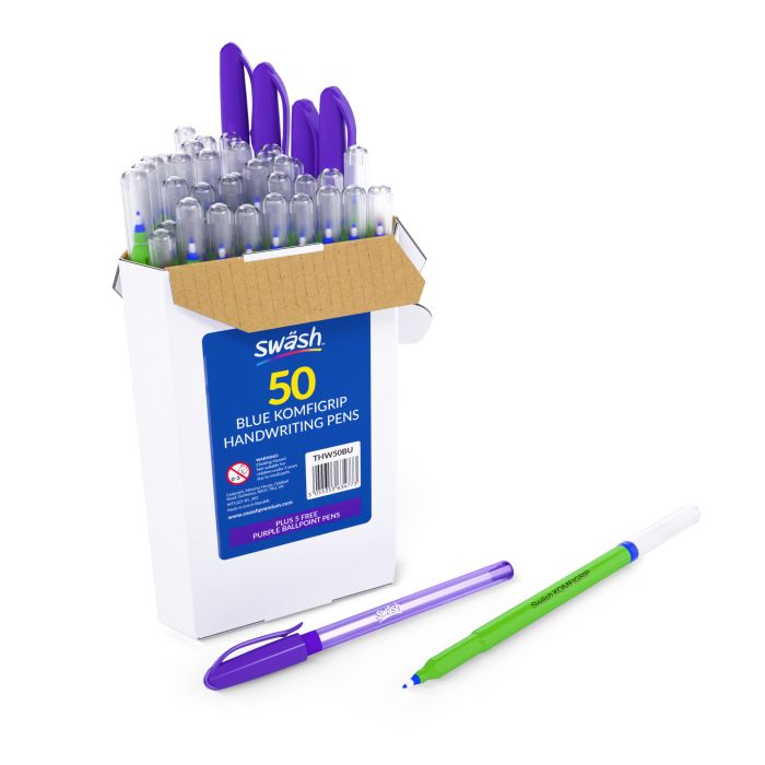 Swäsh Handwriting Pen KOMFIGRIP - Blue - Pack of 50