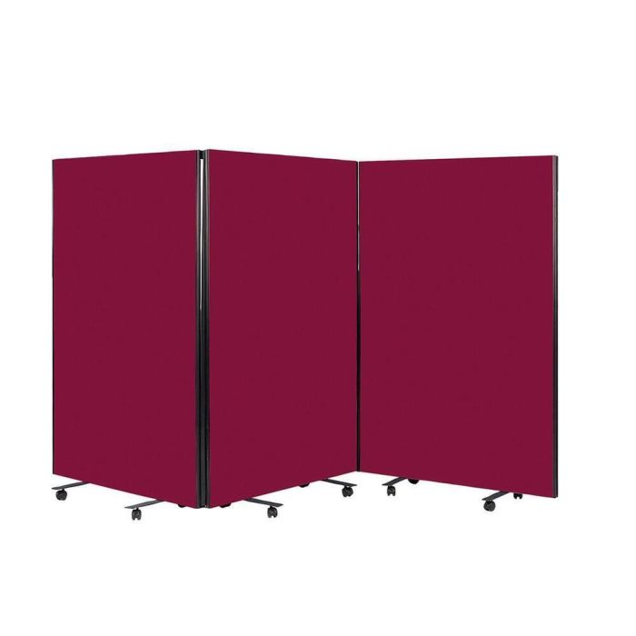 Busyscreen Tripe Safety Partition 1525 x 1200mm Black Trim Loop Nylon Burgundy