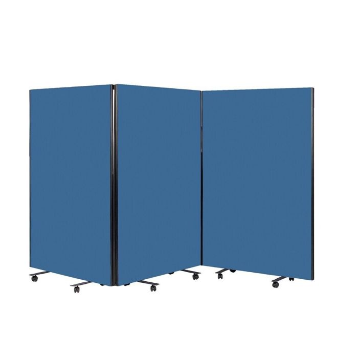 Busyscreen Tripe Safety Partition 1825 x 1200mm Black Trim Loop Nylon Light Blue