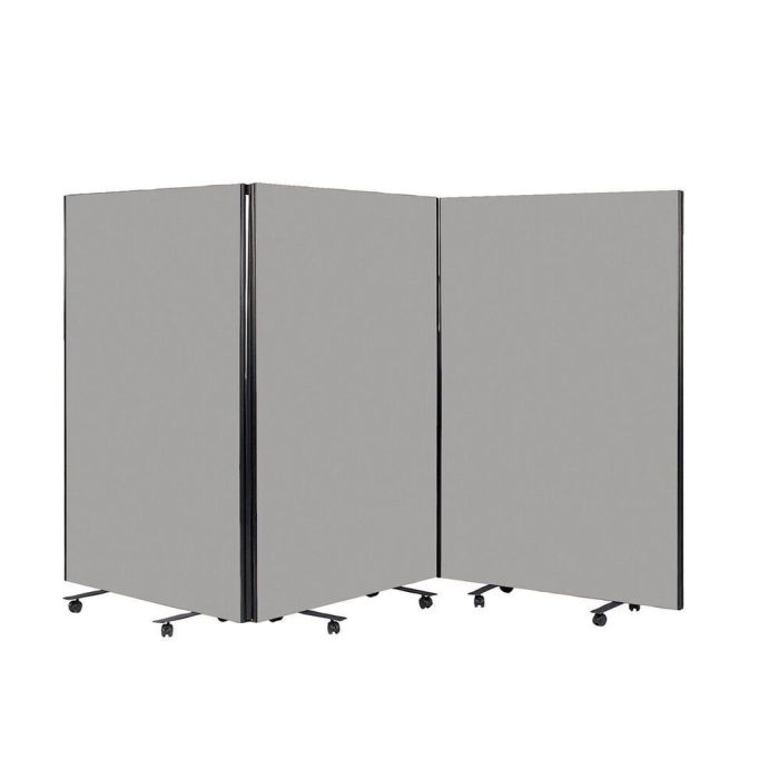 Busyscreen Tripe Safety Partition 1825 x 1200mm Black Trim Loop Nylon Light Grey