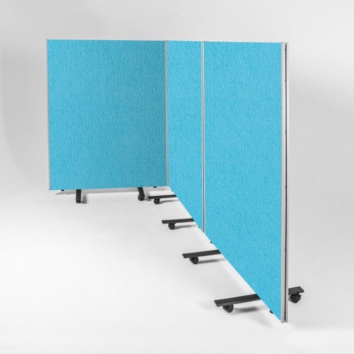 Busyscreen Tripe Safety Partition 1825 x 1200mm Grey Trim Loop Nylon Cyan