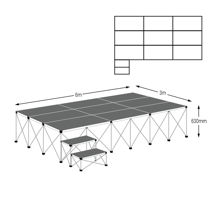 Ultralight Stage Pack D 6x3M Carpeted - Anthracite Grey