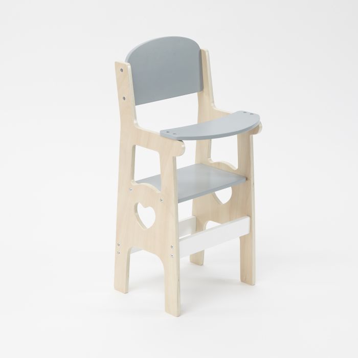 White and Grey FSC Wooden Doll High Chair