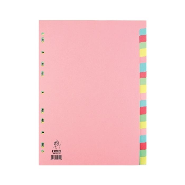 20 Part Coloured Subject Dividers 20 Part Coloured Subject Dividers
