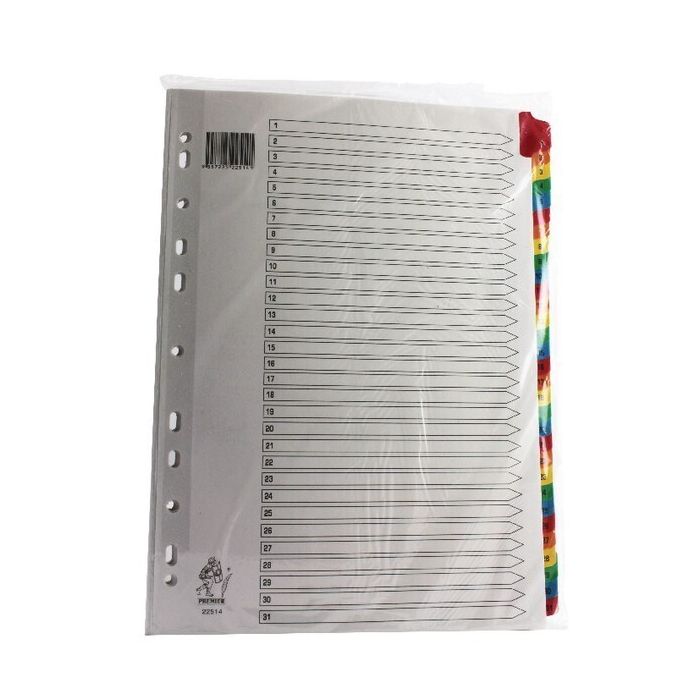 Multi-Colour Tabbed Index Dividers - 1-31