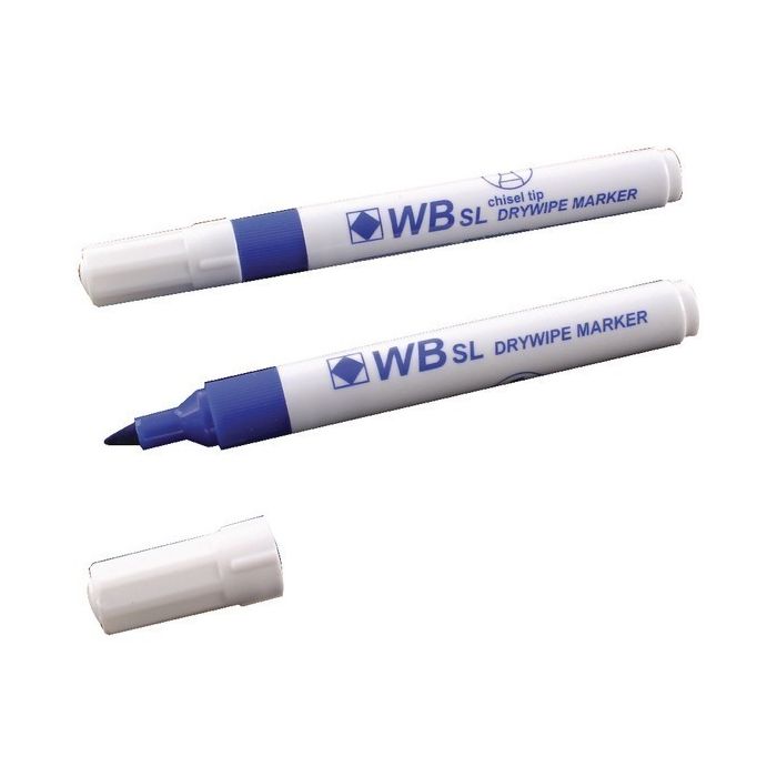 Drywipe Whiteboard Markers Chisel Tip - Blue - Pack of 10