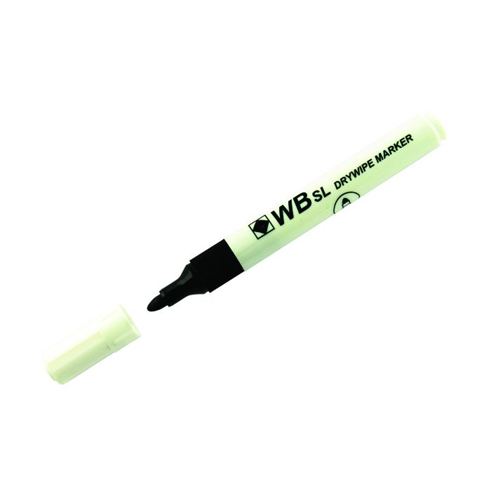 Drywipe Whiteboard Markers Bullet Tip - Black - Pack of 10