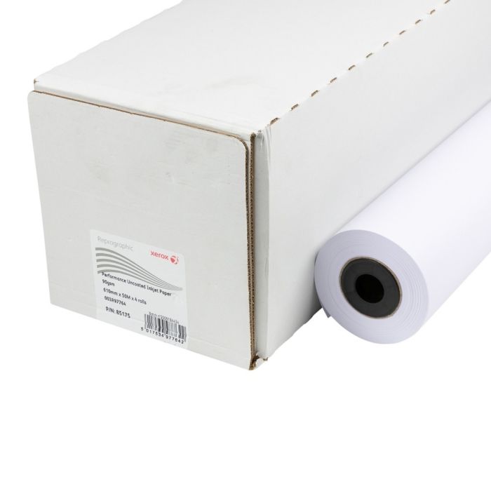 Performance Uncoated Inkjet Paper 90gsm - 610mm x 50m - Pack of 4 Performance Uncoated Inkjet Paper 90gsm - 610mm x 50m - Pack of 4