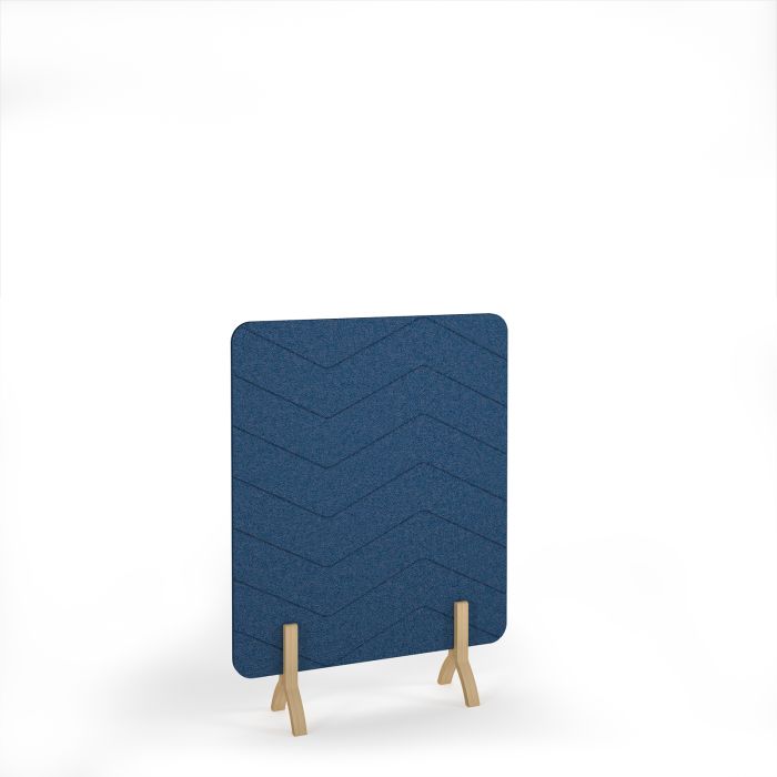 Zigzag Accoustic Floor Standing Screen Wooden Legs - Blue