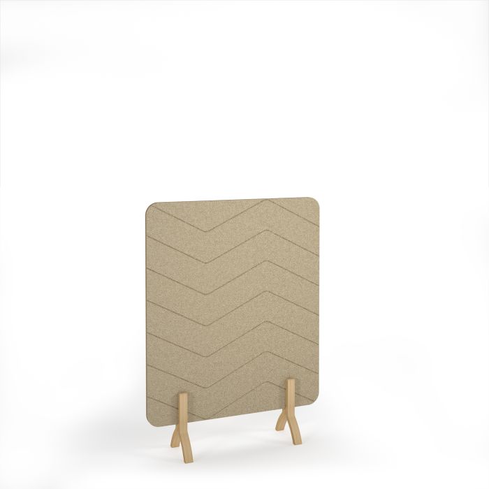 Zigzag Accoustic Floor Standing Screen Wooden Legs - Beige
