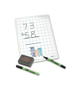 A4 Gridded Whiteboards - GRIDDED Boards Pens & Erasers - Pack of 100