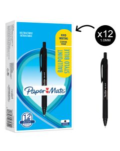 Paper Mate Alfa Ballpoint - Black - Pack of 12