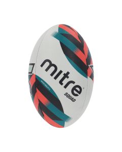 Mitre Squad Rugby Ball - White/Black/Orange/Green/Silver