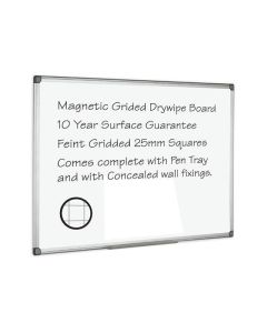 Drywipe Board Gridded Magnetic - Aluminium Frame