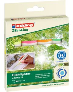 Edding-24 Ecoline Highlighters - Assorted Colours - Pack of 4