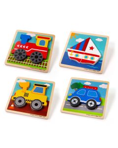 Bijigs Toys Chunky Lift Out Puzzles - Train-Car-Digger-Boat
