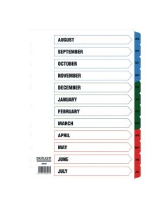 Eastlight A4 Academic Year Dividers Aug-Jul Europunched