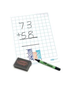 A4 Gridded Whiteboards - GRIDDED Boards Pens & Erasers - Pack of 35