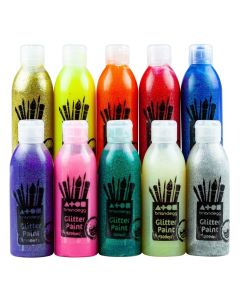 Glitter Paint 300ml - Assorted - Pack of 10