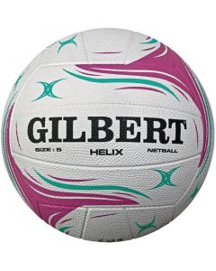 Gilbert Helix Match Netball - Size 5 - White/Purple/Turquoise