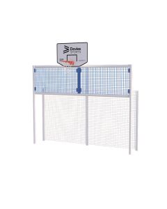 Full Height Open Goal With Basketball and Rebound Wall - White Frame - Blue Rebound