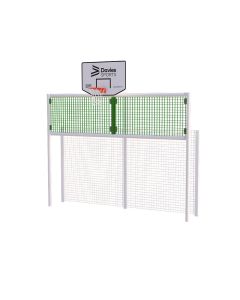 Full Height Open Goal With Basketball and Rebound Wall - White Frame - Green Rebound