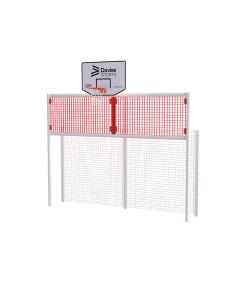 Full Height Open Goal With Basketball and Rebound Wall - White Frame - Red Rebound