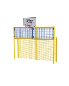 Full Height Open Goal With Basketball and Rebound Wall - Yellow Frame - Blue Rebound