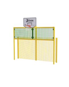 Full Height Open Goal With Basketball and Rebound Wall - Yellow Frame - Green Rebound