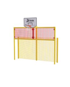 Full Height Open Goal With Basketball and Rebound Wall - Yellow Frame - Red Rebound