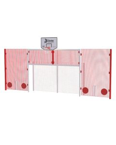 Full Height Open Goal With Basketball, Cricket and Rebound Wall - White Frame - Red Rebound