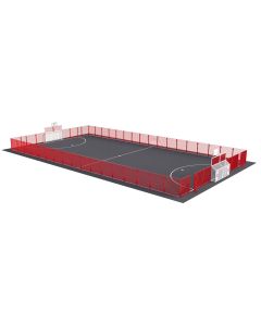 MUGA Secondary Full Height  - White Frame - Red Fencing
