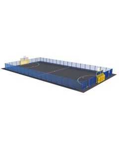 MUGA Secondary Full Height  - Yellow Frame - Blue Fencing