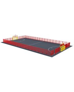 MUGA Secondary Full Height  - Yellow Frame - Red Fencing