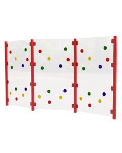 Clear Traverse Wall - 3 Bay - Red Posts