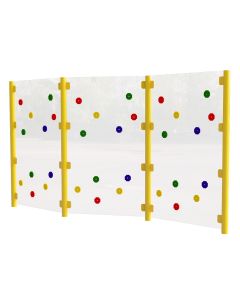 Clear Traverse Wall - 3 Bay - Yellow Posts