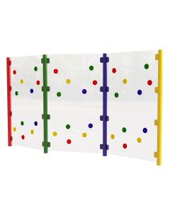 Clear Traverse Wall - 3 Bay - Green/Yellow/Blue/Red Posts