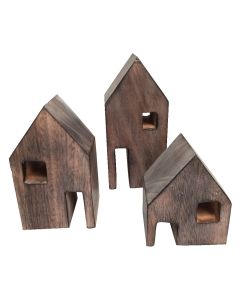 Wood Block Houses - Pack of 3