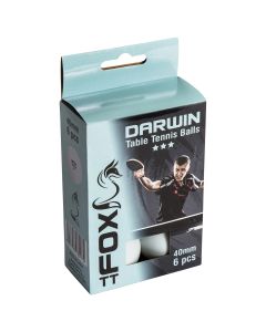 Fox TT Darwin 3 Star Table Tennis Balls - White - Pack of 6