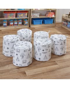 Welcome To My Tribe Wipe Clean Coated Pouffes - Set of 3